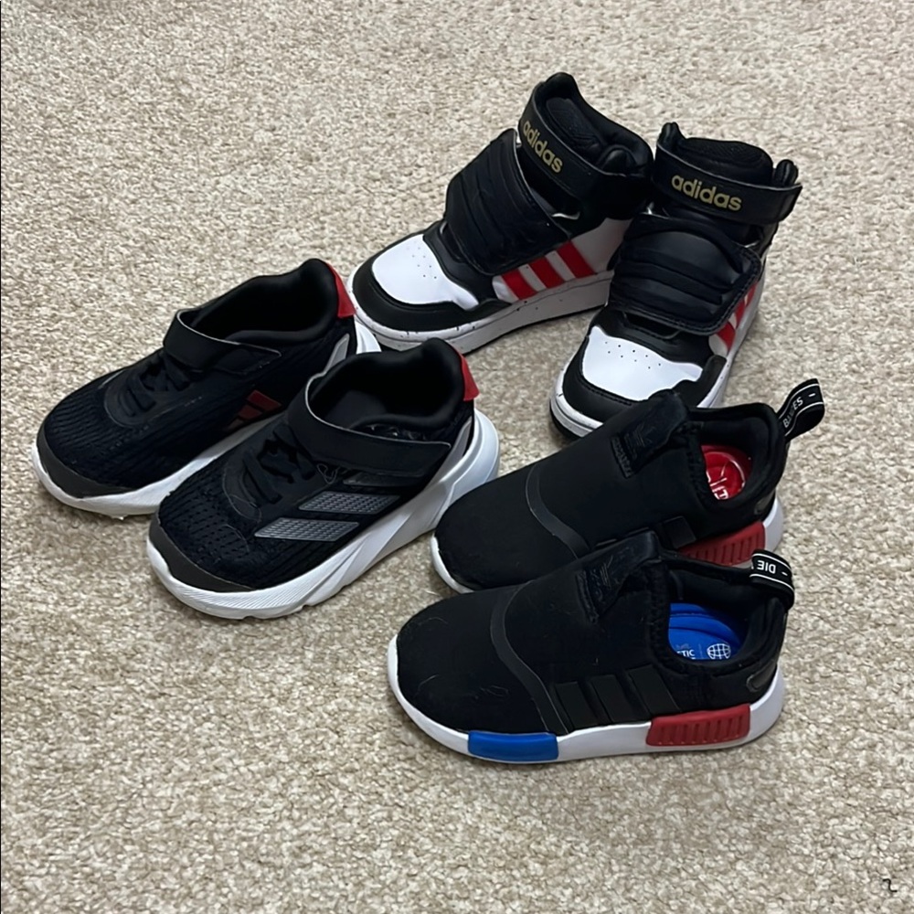 3 Pairs - Adidas Toddler Black Sneakers Collection